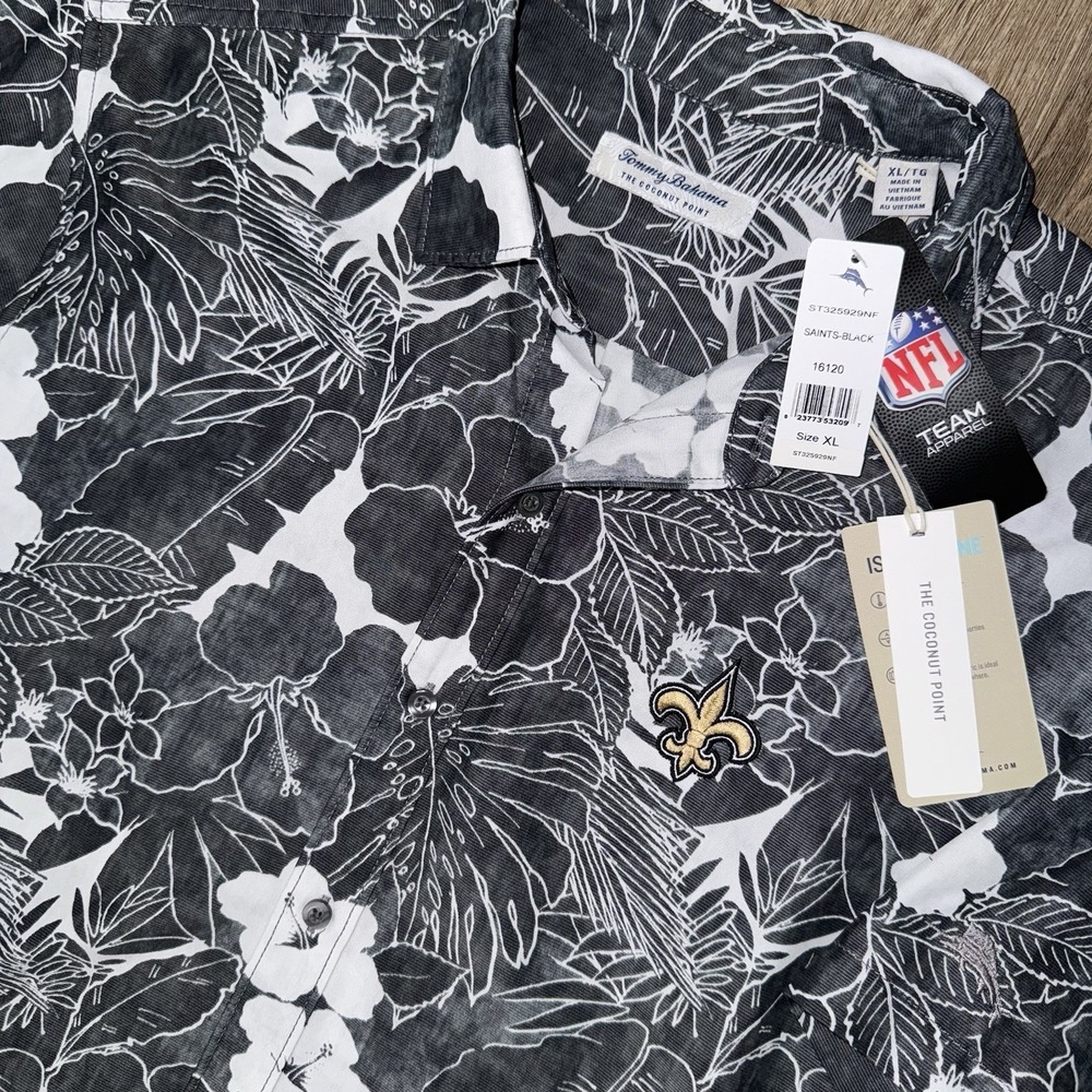 NWT Tommy Bahama New Orleans Saints The Coconut Point Hawaiian Shirt Mens XL NFL
